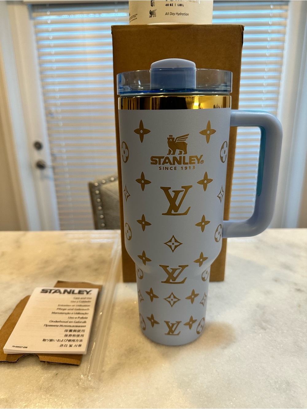 Stanley Louis Vuitton Unique Collaboration 40oz Blue & Gold Tumbler